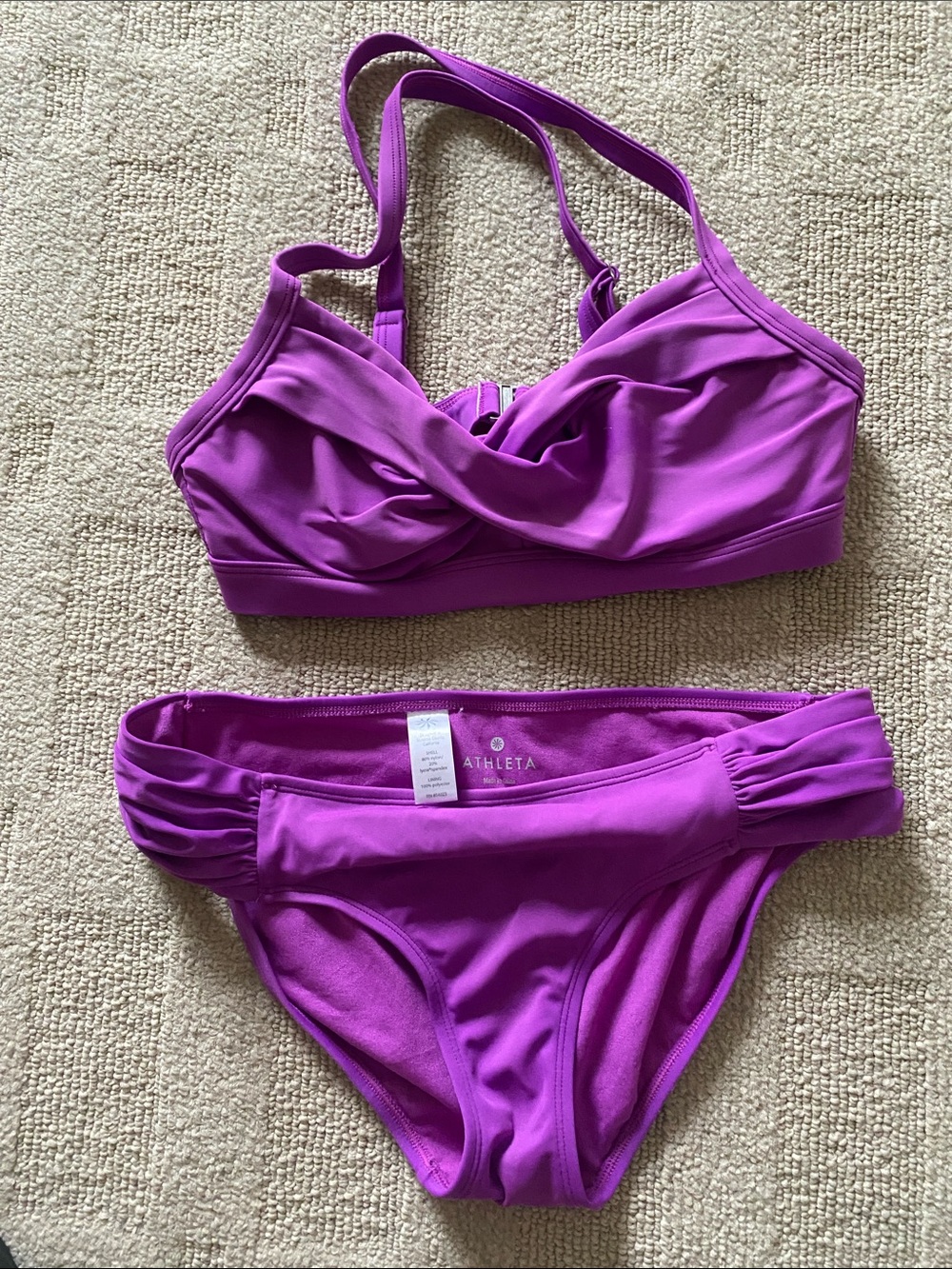 Athleta Vibrant Magenta/Purple Adjustable-Strap Bikini Top